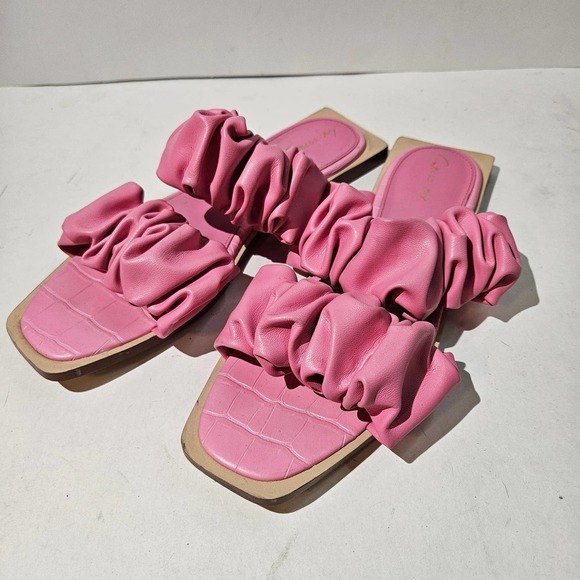 Circus Sam Edelman Iggy Stretch Ruched Slides Sandals 7 Pink Puffy Barbie - Picture 2 of 8